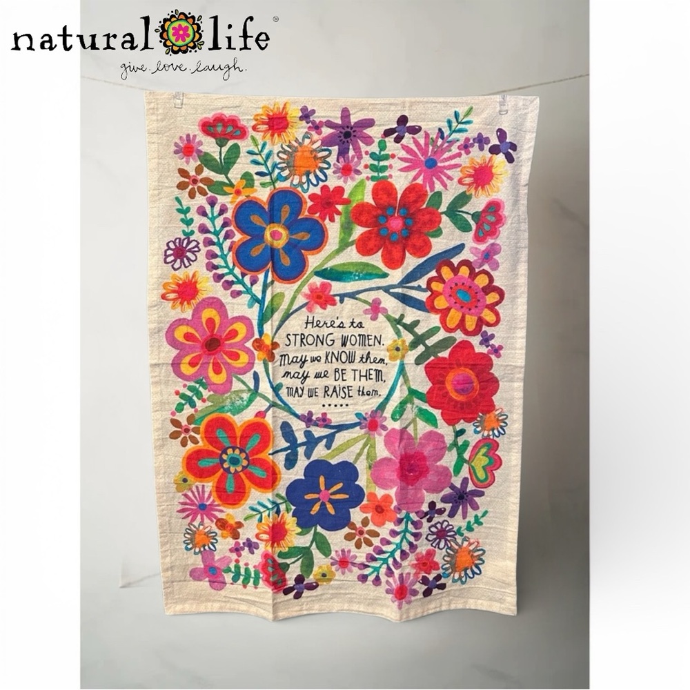 Natural Life Floral Inspirational Kitchen Towel- Strong Women